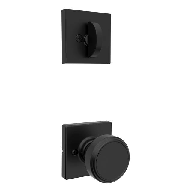 Single Cylinder Interior Pack w/ Square Rose Maven Knob for Weiser Handlesets in Matte Black