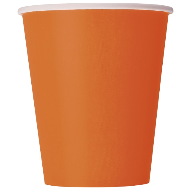 3226 Pumpkin Orange Solid 9oz Paper Cups, 8ct