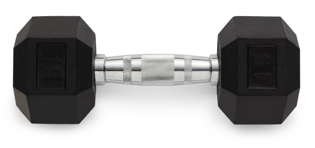 Rubber Hex Dumbbell , 15 Lbs.