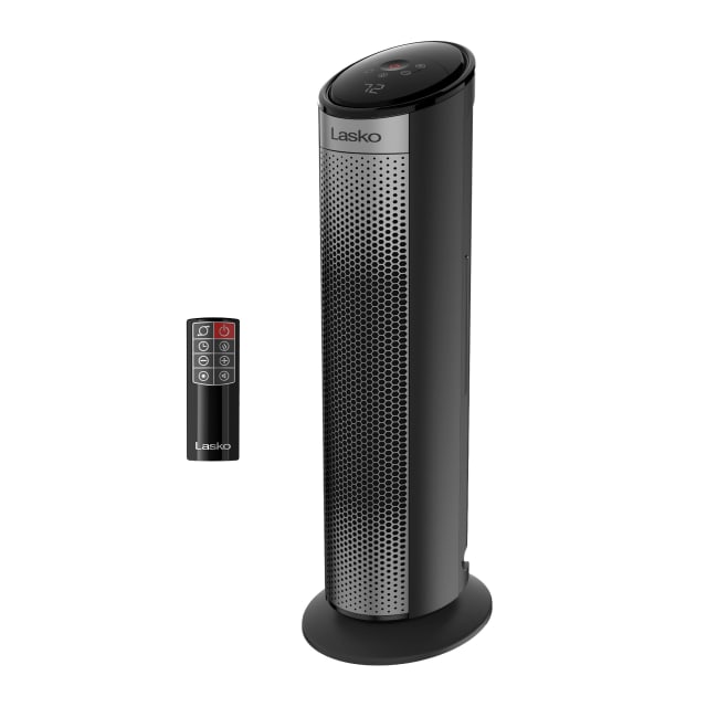Lasko 22" Elite Collection Digital Ceramic Tower Space Heater with Child Lock, Mute Function, Dimming Display and Remote Control, Black