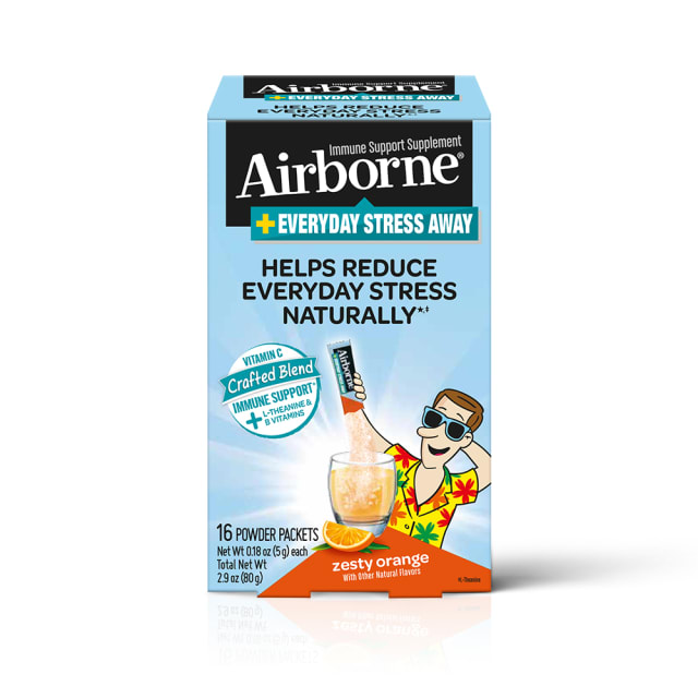 AIRBORNE® Plus Everyday Stress Away Powder Packet - Zesty Orange 12/16 ct.