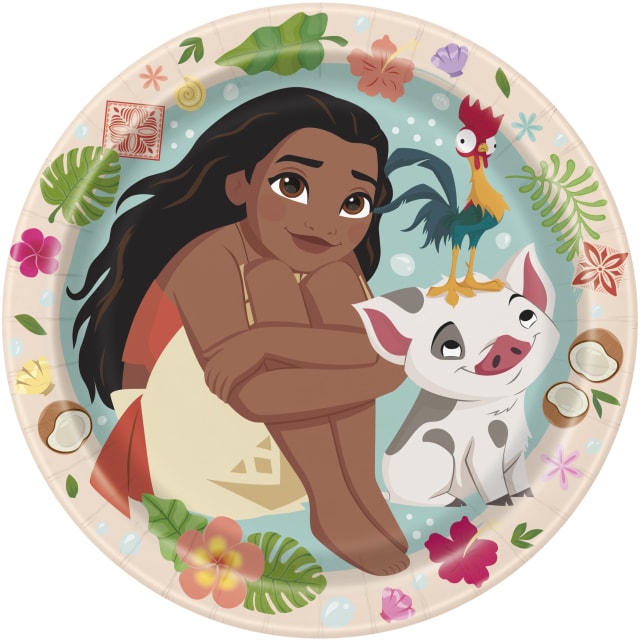 46019  Disney Moana Round 7" Dessert Plates, 8ct