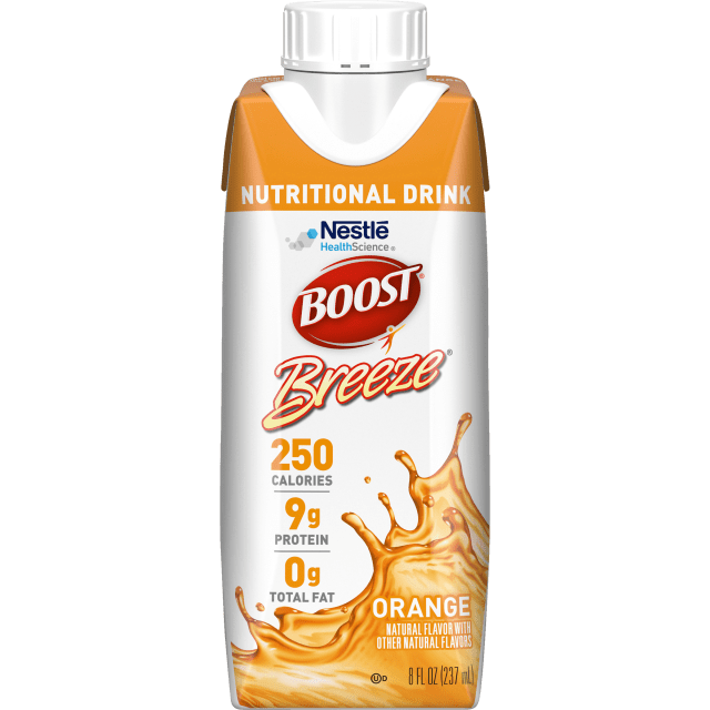 BOOST Breeze Clear Nutritional Drink, 9g Protein, 250 Calories, Orange, 8 fl oz (Pack of 24)