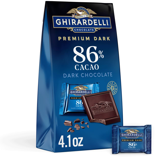 GHIRARDELLI PREMIUM DARK 86% Cacao Dark Chocolate SQUARES, 4.12 oz Bag