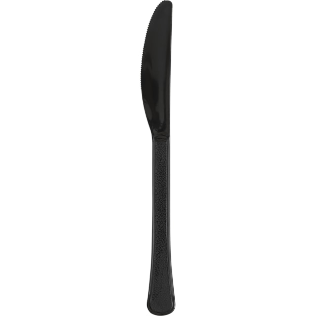 34366 Midnight Black Solid Premium Plastic Knives, 20ct