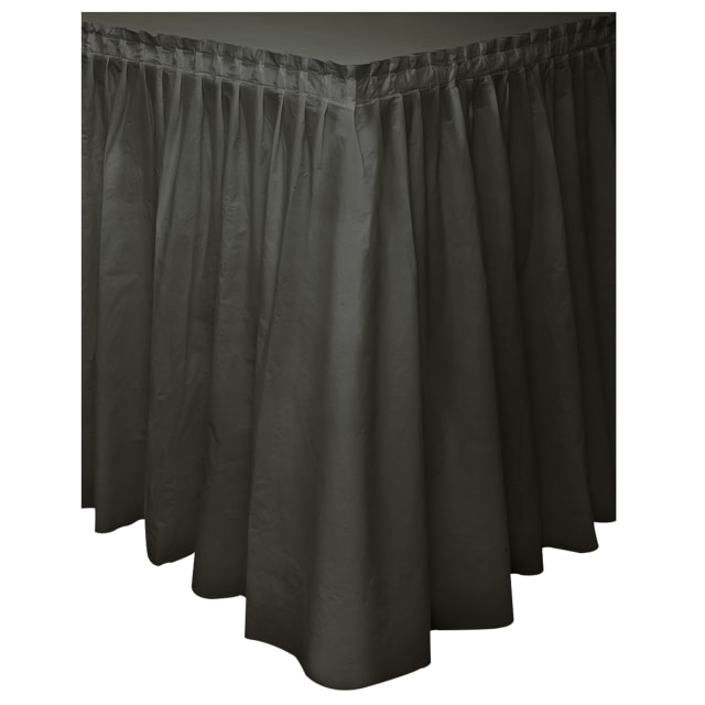 34364 Midnight Black Solid Plastic Table Skirt, 29" x 21 ft