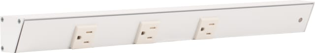 18" White APT Angle Power Strip, white receptacles, right wire entry
