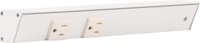12" White APT Angle Power Strip, white receptacles, right wire entry