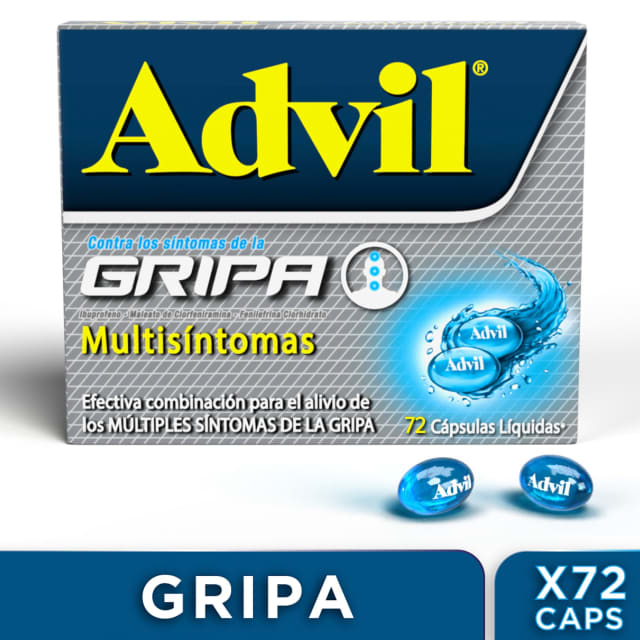 Advil Gripa, Ibuprofeno, Alivio De Multiples Sintomas De La Gripa ​x 72 CAPS*​