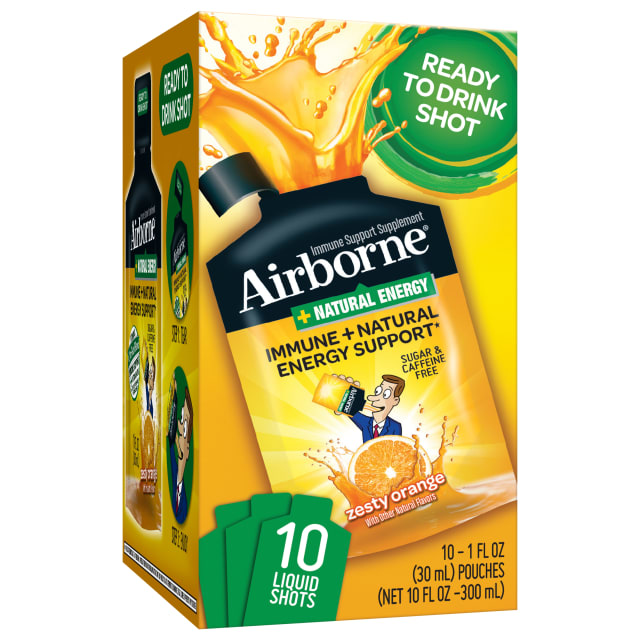 AIRBORNE® Liquid - Plus Natural Energy Liquid Shot - Zesty Orange 3/10 ct.