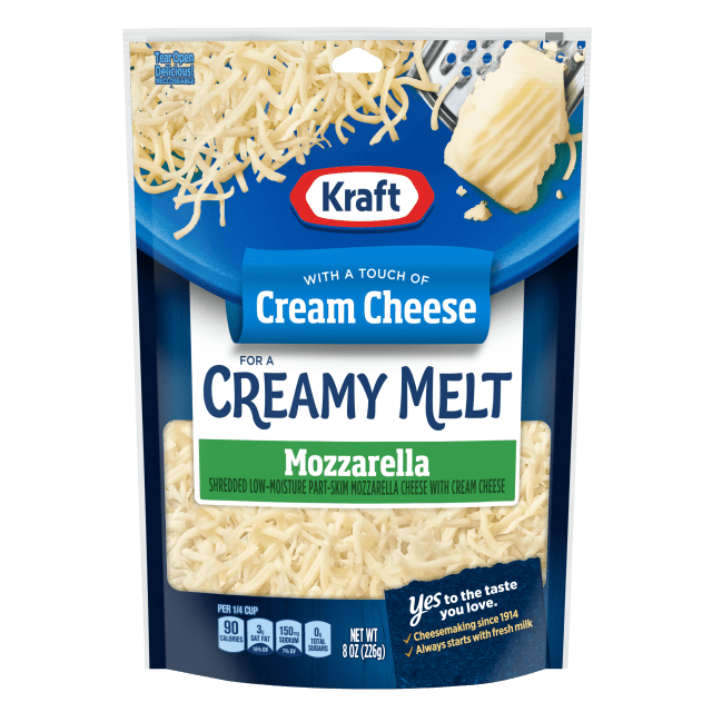 Kraft Natural Creamy Melt Mozzarella Shredded Cheese, 8 oz Bag