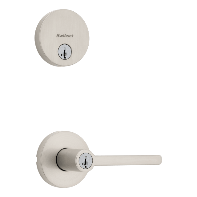 Halifax Keyed Entry Round Door Lever and Deadbolt Combo Pack in Satin Nickel featuring SmartKey Security