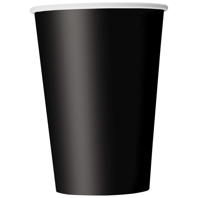 32020  Midnight Black Solid 12oz Paper Cups, 10ct