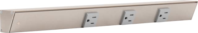 18" Satin Nickel APT Angle Power Strip, grey receptacles, left wire entry