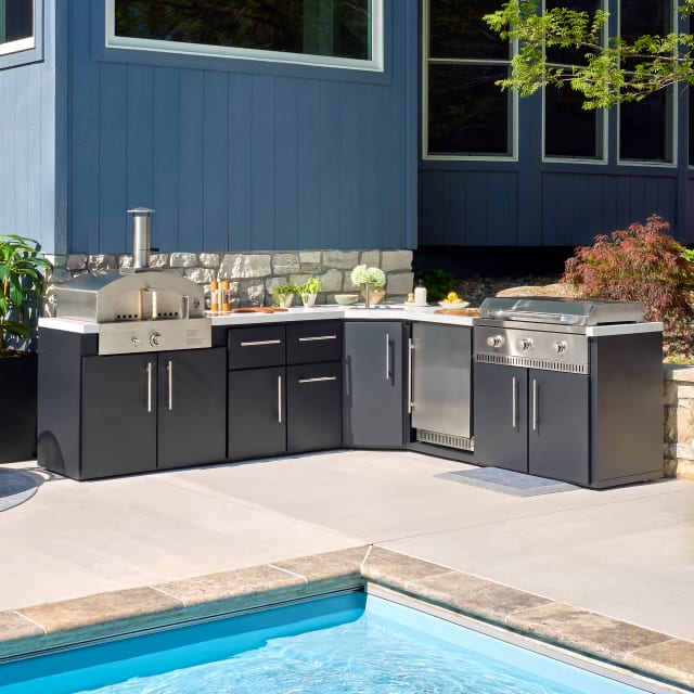 Emory Corner Outdoor Kitchen Island - Combo - 38 Griddle/ 32 Pizza Oven