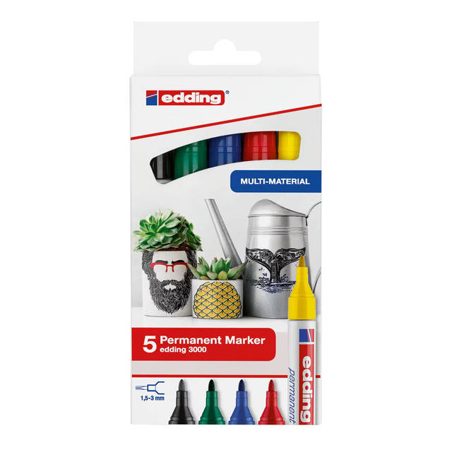 edding 3000 permanent marker assorted basic 5pcs set
