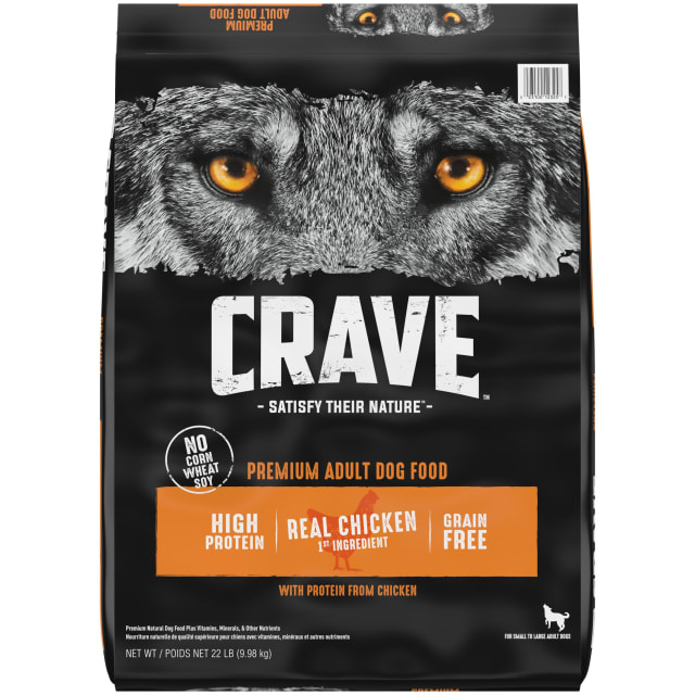 CRAVE Grain Free Adult Dry Dog Food with Protein from Chicken, 22 lb. Bag