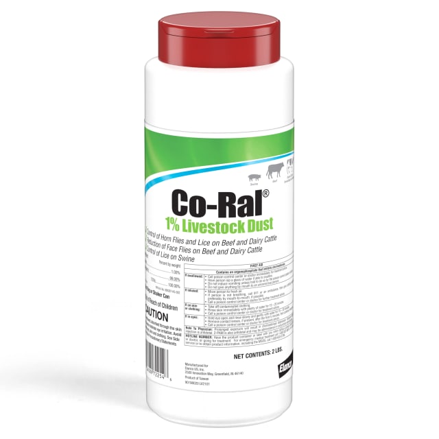 Co-Ral 1% Livestock Dust | Controls Flies &amp; Lice on Beef &amp; Dairy Cattle | 2 lb. Shaker Can