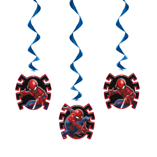 59229  Spider-Man Hanging Swirl Decorations, 26", 3ct