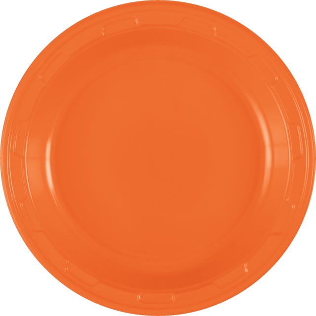 35519 Pumpkin Orange Solid Round 7" Plastic Dessert Plates, 50ct