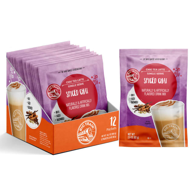 Big Train Spiced Chai Tea Latte Beverage Mix Sachet, 12 x 2.9 oz