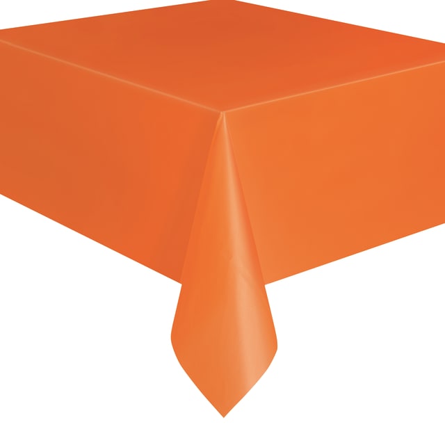 5097 Pumpkin Orange Solid Rectangular Plastic Table Cover, 54" x 108"