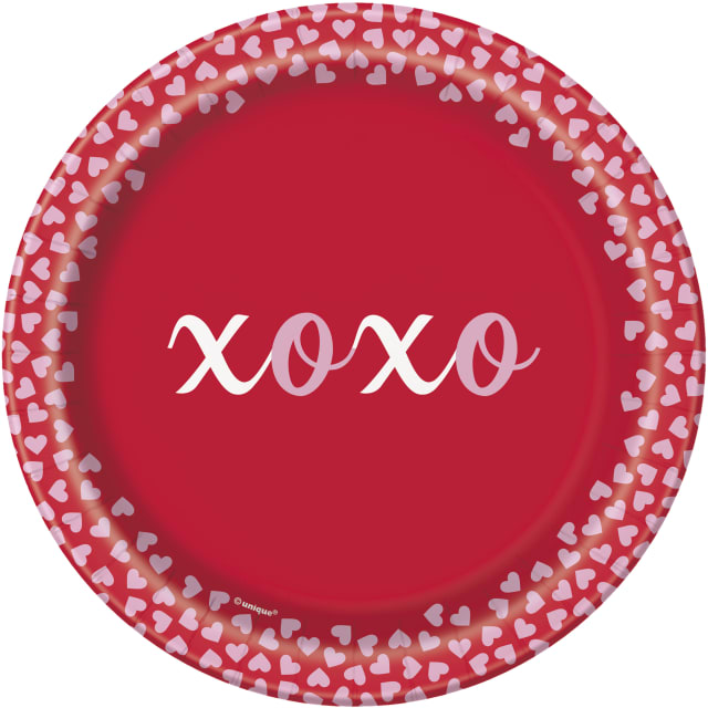 45534  XOXO Valentine's Day "XOXO" Round 7" Dessert Plates, 8ct
