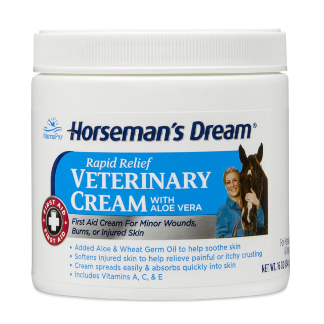 Manna Pro Horseman's Dream Veterinary Cream | Rapid Relief Horse Wound First Aid Cream with Aloe Vera | 16 Ounces