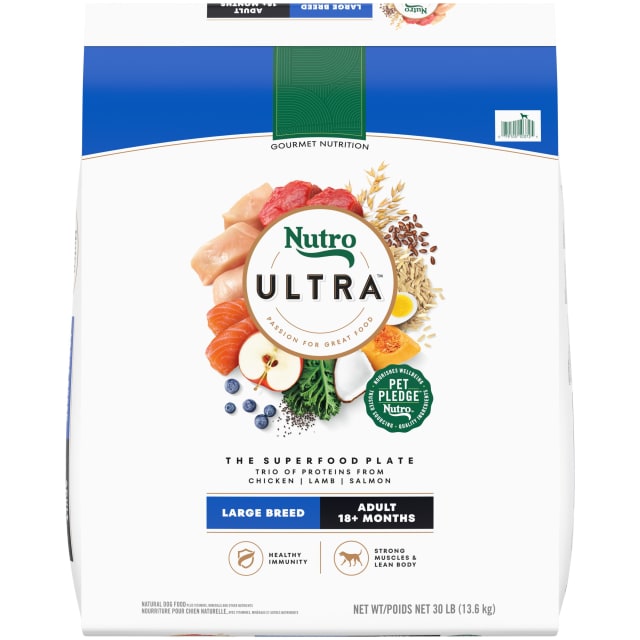 Nutro Ultra Adult Large Breed Dry Dog Food, Chicken, Lamb and Salmon Protein Trio, 30 lb Bag