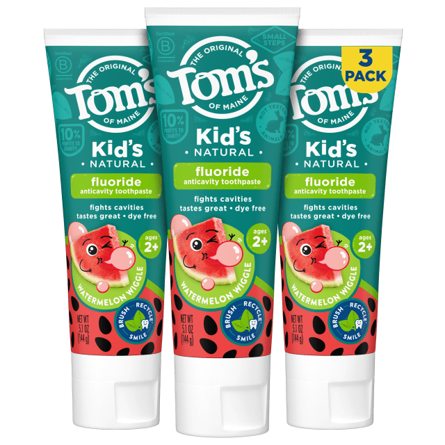 Tom’s of Maine Watermelon Wiggle Kids Toothpaste with Fluoride 3 Pack