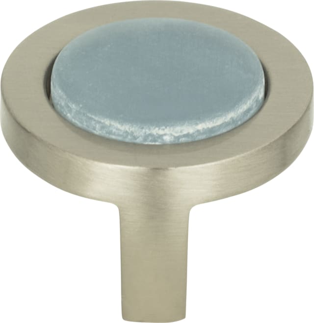 Spa Blue Round Knob 1 1/4 Inch Brushed Nickel