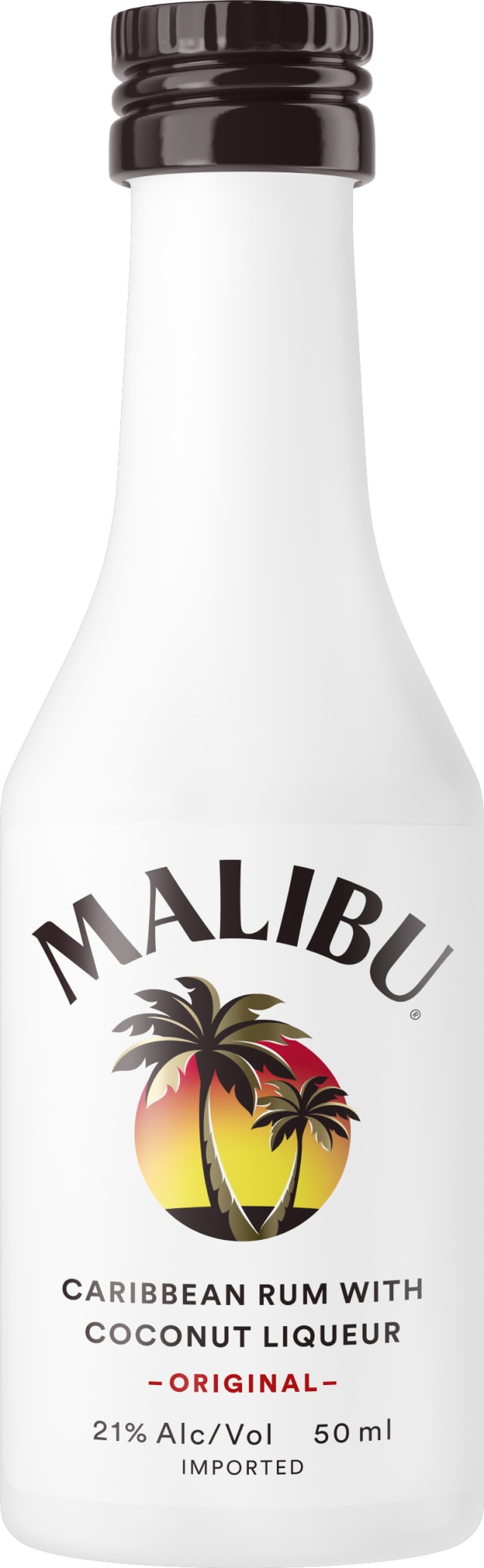 Malibu White Rum with Coconut Liqueur, 50 ml Bottle, 42 Proof