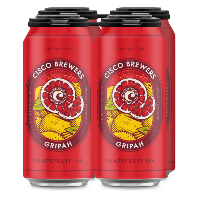 Cisco Brewers Gripah Grapefruit IPA, 4 Pack Beer, 16 fl. Oz. Cans, 5.5% ABV