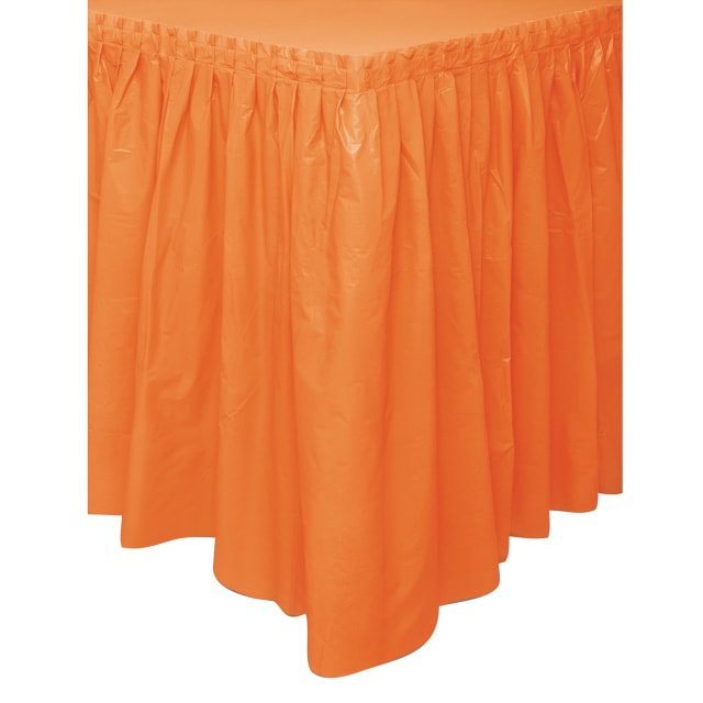 50049 Pumpkin Orange Solid Plastic Table Skirt, 29" x 14 ft