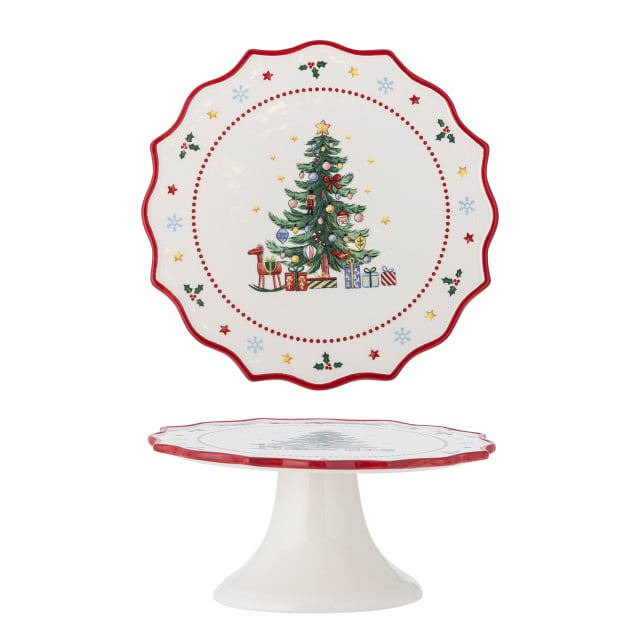 82061237 - Naive Cake Tray, Red, Ceramic STOCK: 111