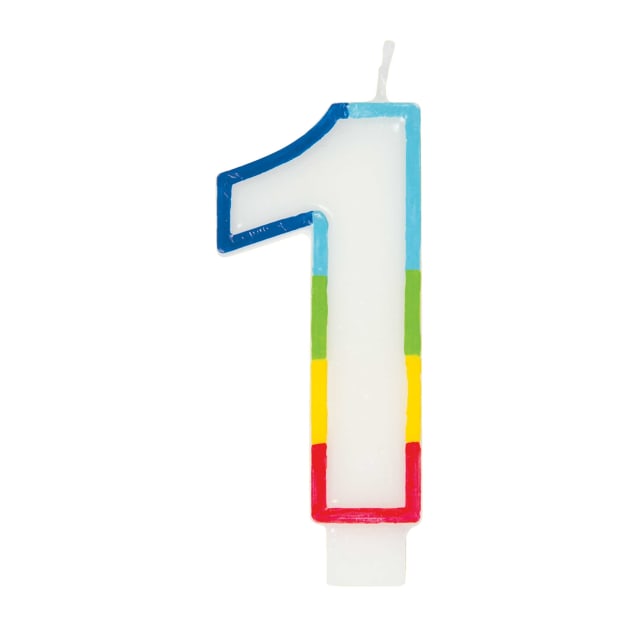 19941 Rainbow Border Number 1 Birthday Candle