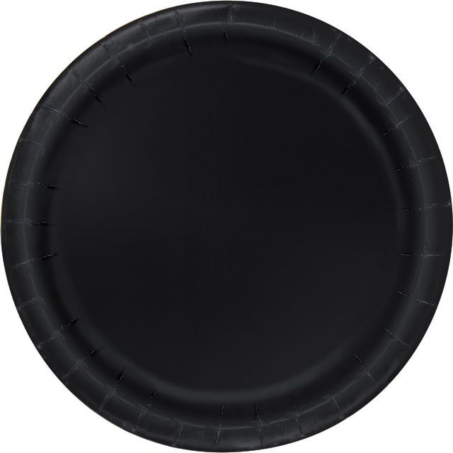 34210 Midnight Black Solid Round 10" Dinner Plates, 50ct