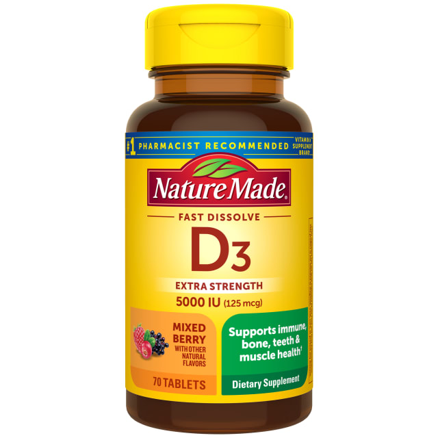 Nature Made Extra Strength Vitamin D3 5000 IU Fast Dissolve Tablets - Mixed Berry Flavor - 70ct