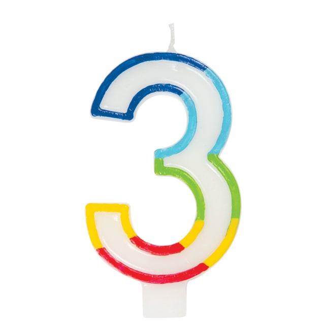 19943 Rainbow Border Number 3 Birthday Candle