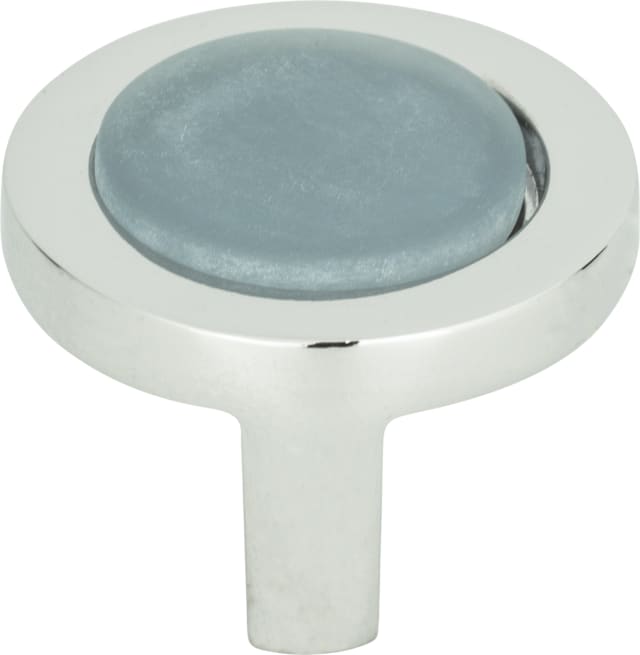 Spa Blue Round Knob 1 1/4 Inch Polished Chrome