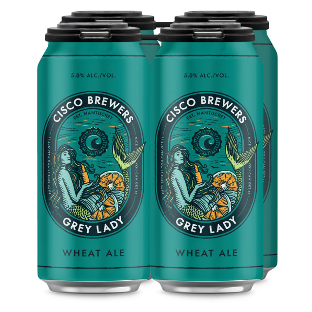Cisco Brewers Grey Lady Wheat Ale Craft Beer, 4 Pack, 16 fl oz Cans, 5.0% ABV