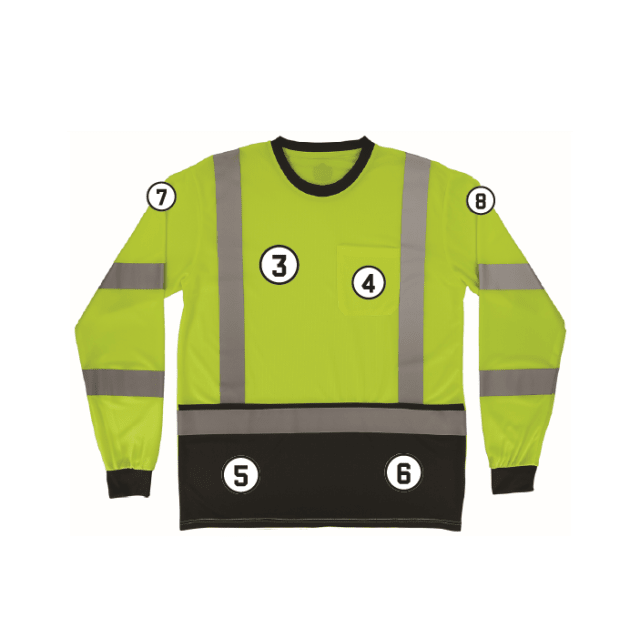 GloWear 8369BK Essential Hi-Vis Long Sleeve T-Shirt - Type R, Class 3, Black Bottom