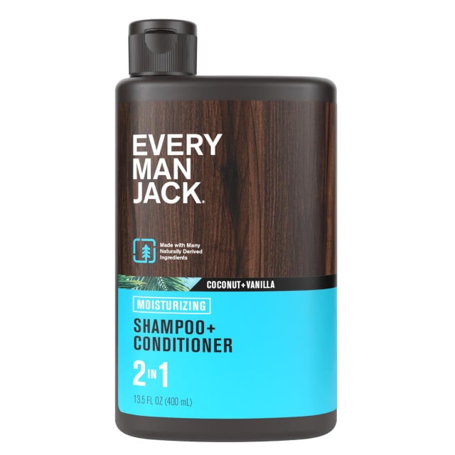 Every Man Jack Coconut + Vanilla Daily 2-in-1 Shampoo and Conditioner for Men, Naturally Derived, 13.5 oz