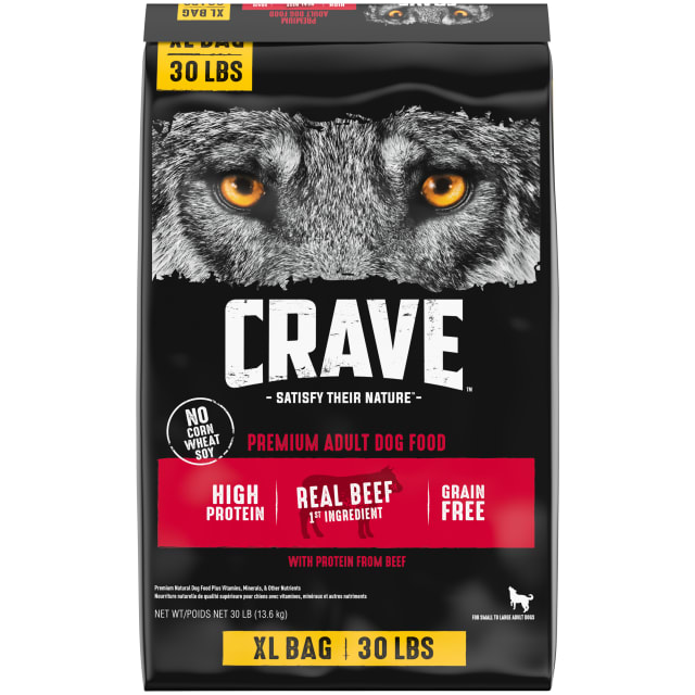 CRAVE Grain Free Adult Dry Dog Food with Protein from Beef, 30 lb. Bag