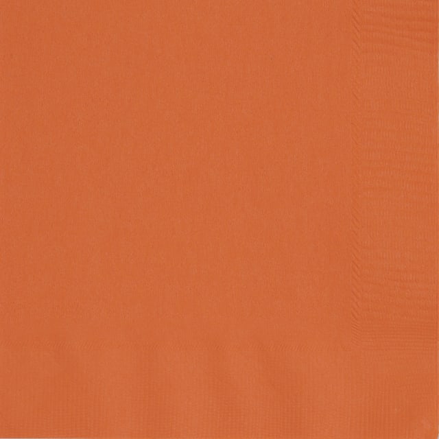 35580 Pumpkin Orange Solid Beverage Napkins, 100ct