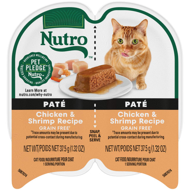 Nutro Perfect Portions Wet Cat Food Pate Chicken & Shrimp Recipe, (24) 2.64 oz. Twin-Pack Trays