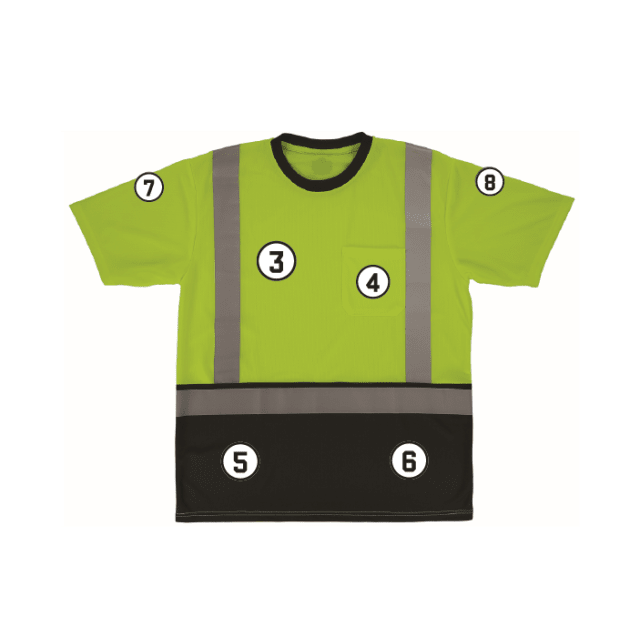 GloWear 8286BK Essential Hi-Vis T-Shirt - Type R, Class 2, Black Bottom