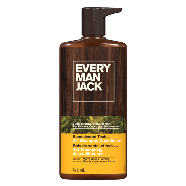 Every Man Jack Sandalwood Daily 2-in-1 Shampoo and Conditioner for Men, Naturally Derived, 473ml