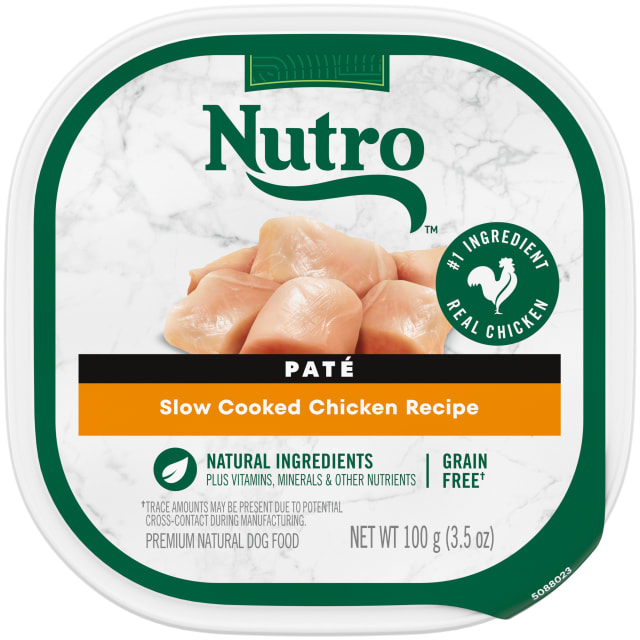 NUTRO Adult Natural Grain Free Wet Dog Food Paté Slow Cooked Chicken Recipe, (24) 3.5 oz. Trays