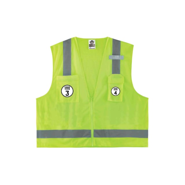 GloWear 8249Z Hi-Vis Surveyor Vest - Type R, Class 2, Zipper, 4 Pockets